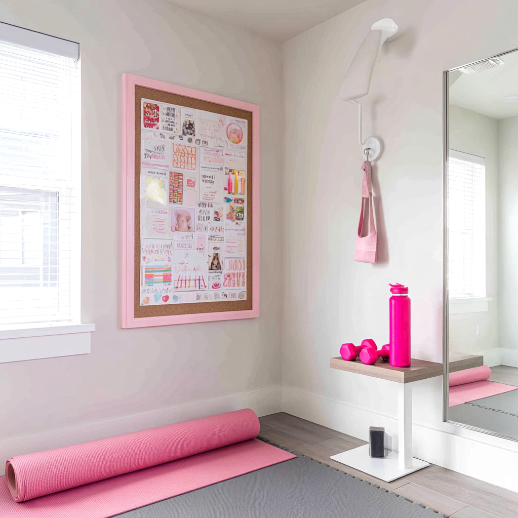 pink vision board aesthetic gym