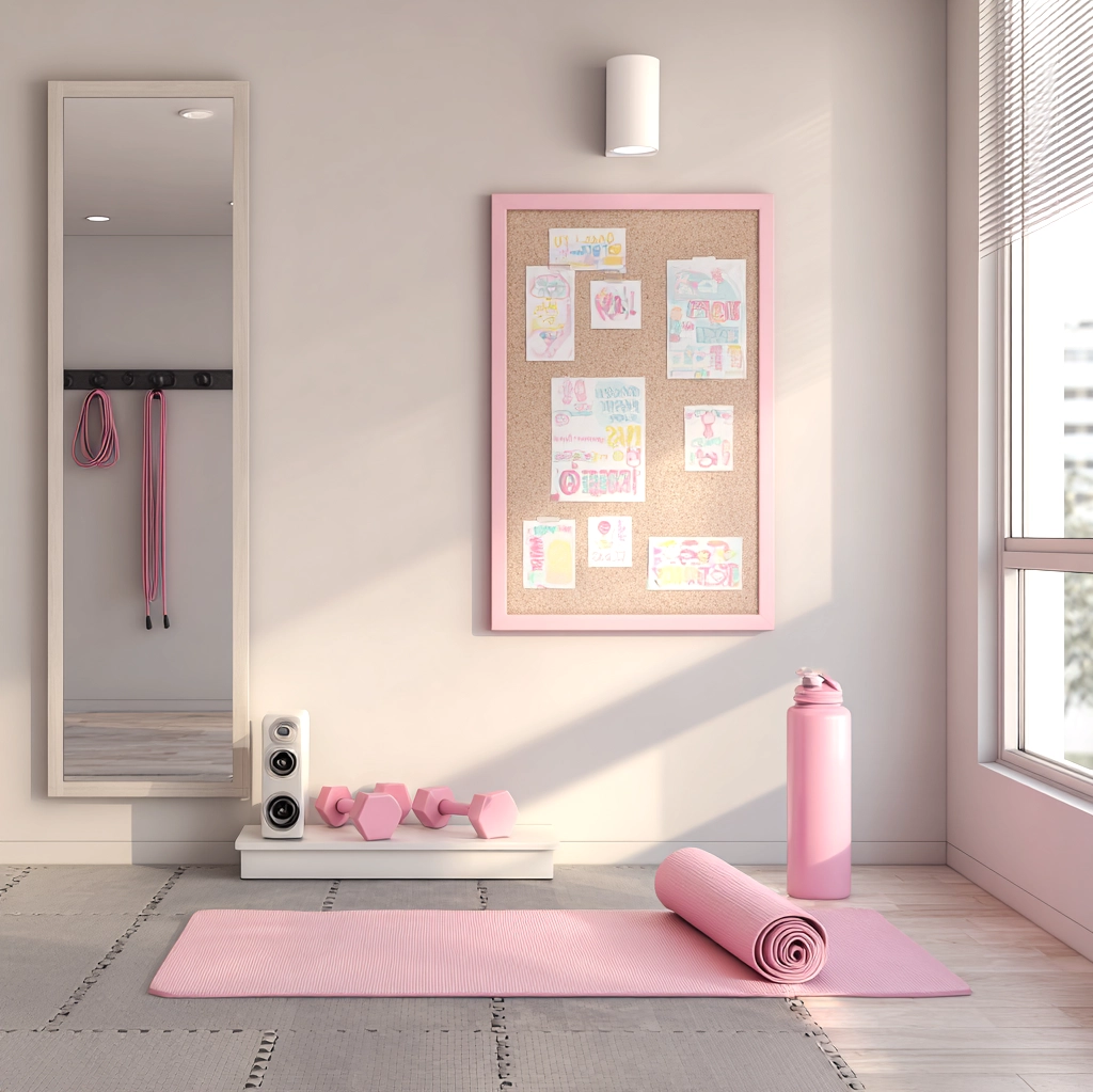 pink vision board aesthetic gym