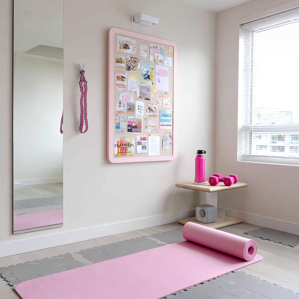 pink vision board aesthetic gym