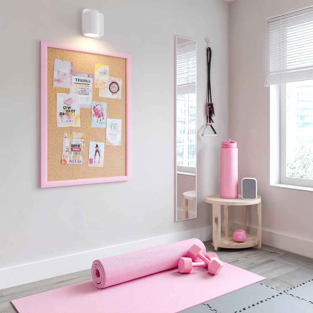 pink vision board aesthetic gym