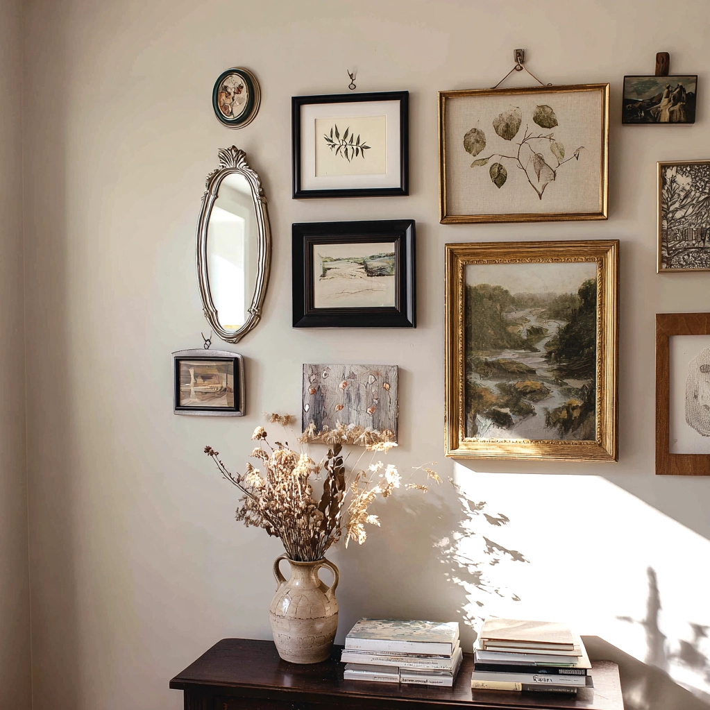 thrifted gallery wall