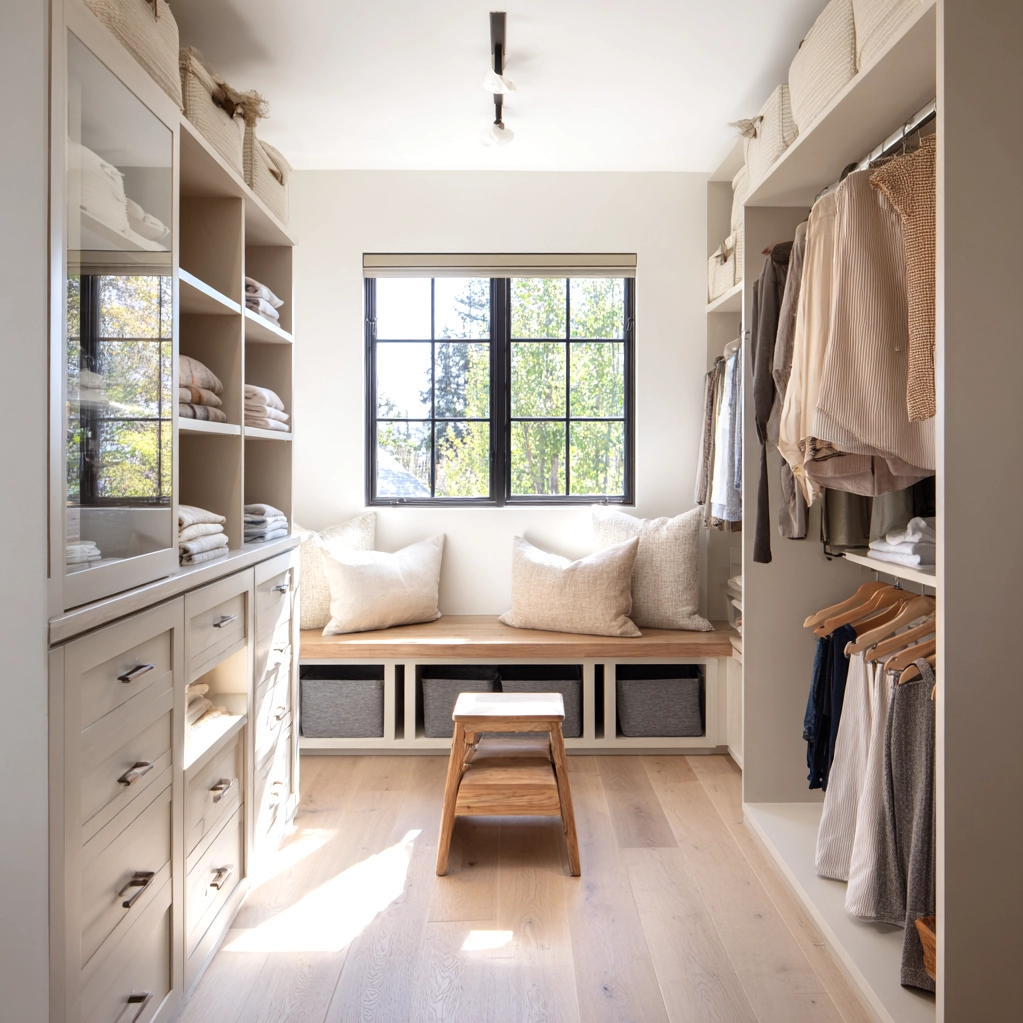 walk in closet layout with window