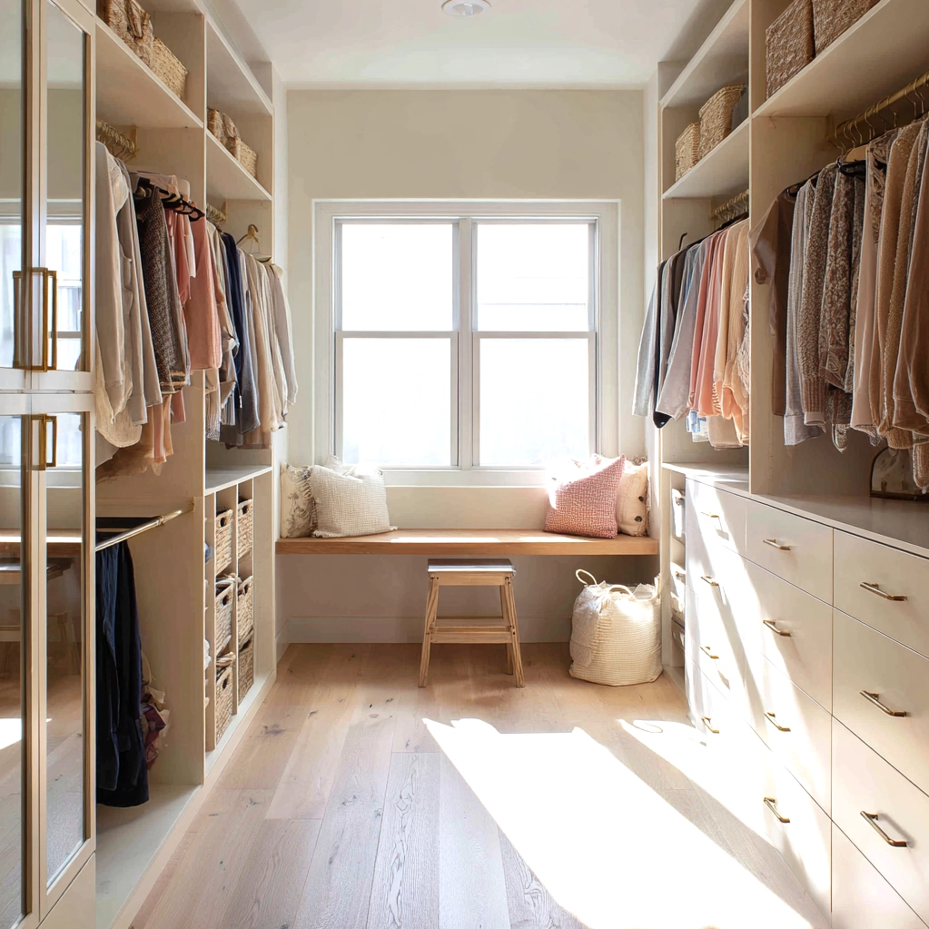 walk in closet layout with window